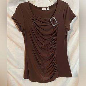 Cato Brown Sort Sleeve Blouse